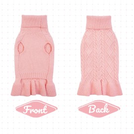 Lelepet Dog Sweater, Medium Dog Sweaters for Girls Christmas Dog Sweaters for Medium Dogs Turtleneck Dog Knitwear Cable Knit Winter Dog Dress Fall Pet Sweater, Pug, Boston Terrier, Medium Dog Sweater