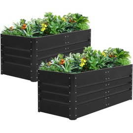 1MORE Raised Garden Bed- 4x2x1.8ft Planter Garden Boxes Outdoor, Raised Beds for Gardening, Large Metal Garden Bed Kit for Vegetables Flower, Deep Root Planter Raised Beds with Tools.Gray,2pack