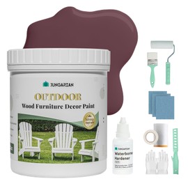 Jungarian 2K Outdoor Indoor Cabinet Furniture Paint With Tools - Water-Based, Low Odor All-in-One Paint - No Sanding, No Priming - Matte Finish for Floor, Doors, Tables, Dressers, 32oz, Dark Auburn