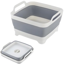 Lavabo Plegable con Tapón de Drenaje, 9L 2.4 Galones Lavabo Portátil Bandeja para Lavar Platos que Ahorra Espacio Tina de Lavado de Platos Tina de Fre
