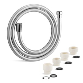 OFFO Shower Hose Replacement, Low Odor, Explosion-Proof, Leak-Proof, Durable PVC, 360° Free Rotation to Prevent Tangling During Use, Easy to Install, Length 5.2 ft (1.6 m), w/ Adapter, Pearl Silver