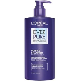 L'Oréal Paris EverPure Sulfate Free Brass Toning Purple Shampoo for Blonde, Bleached, Silver, or Brown Highlighted Hair, 23Fl; Oz (Packaging May Vary)
