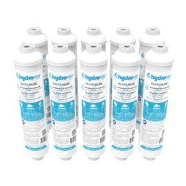 HYDROVOS 10-Inch Inline Water Filter for Ice Maker, Refrigerator, Dishwasher, Reverse Osmosis System, Post Activated Carbon Cartridge Reduces Chlorine, 1/4" NPT Threaded Connection, Bulk Pack