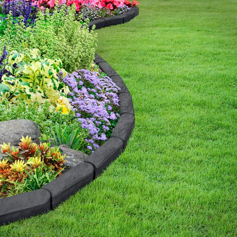 Garden Central 12-Pack 12”x4” Fake Stomp Rubber Edge Stone, Grey