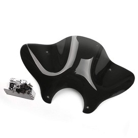 Universal Motorcycle Cruiser Windshield Windscreen With Mounting Kit (Black)