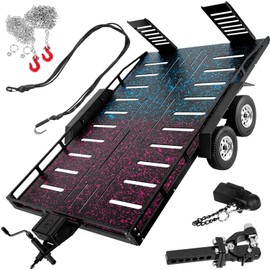 BRCatWPark RC Trailer Upgrades Part for 1/8 1/10 RC Crawler TRX4 TRX6 Redcat Scout II Gen8 Tamiya Axial Scx10 II D90 Wraith,Aluminum RC Trailer with Hook Coupler & Receiver,Colorful