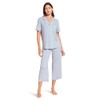 Eberjey Gisele - The Cropped Pajama Set Ice Blue/Ivory MD