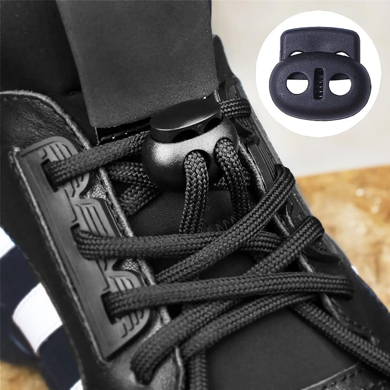 50Pcs Plastic Cord Locks with 50Pcs Zipper Pull Tabs Cords