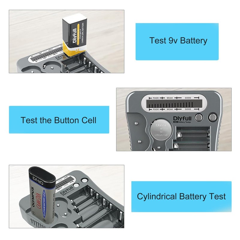 Dlyfull Universal Battery Tester with LCD Display, Multi Purpose Small