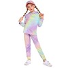 Arshiner Girl's 2 Piece Tie-dye Pullover Hooded Sweatshirt Set Sweatsuits
