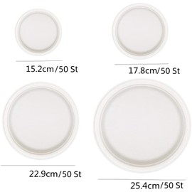 EVYIENEN Pack of 50 Paper Plates, 100% Biodegradable and Compostable, Environmentally Friendly, Durable, Recyclable Dinner Plates, Perfect for Picnics, BBQs (17.8 cm)