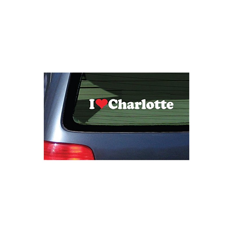 I Love Charlotte Vinyl Decal - White Letters with A