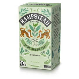 Hampstead Organic Green 20 Teabags (Pack of 4 Total 80 Teabags) | Plastic Free | 100% Organic