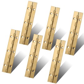 6 Inch Gold Stainless Steel Piano Hinges, 6 Pcs Continuous & Piano Hinge with Holes, Heavy Duty Piano Hinge 0.04" Leaf Thickness, 1.2'' Open Width for Furniture Cabinet Door Wooden Box Woodworking