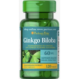 Puritan's Pride Ginkgo Biloba Standardized Extract 60 mg - 120 Tablets