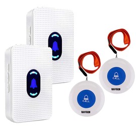 Daytech Wireless Chime, Call Bell, for Nursing Care, Waterproof, Emergency Contact Bell for Nursing SOS Call Button for Seniors, Patients, Pregnant Women, Disabled Persons, 2 Receivers and 2 Call Buttons