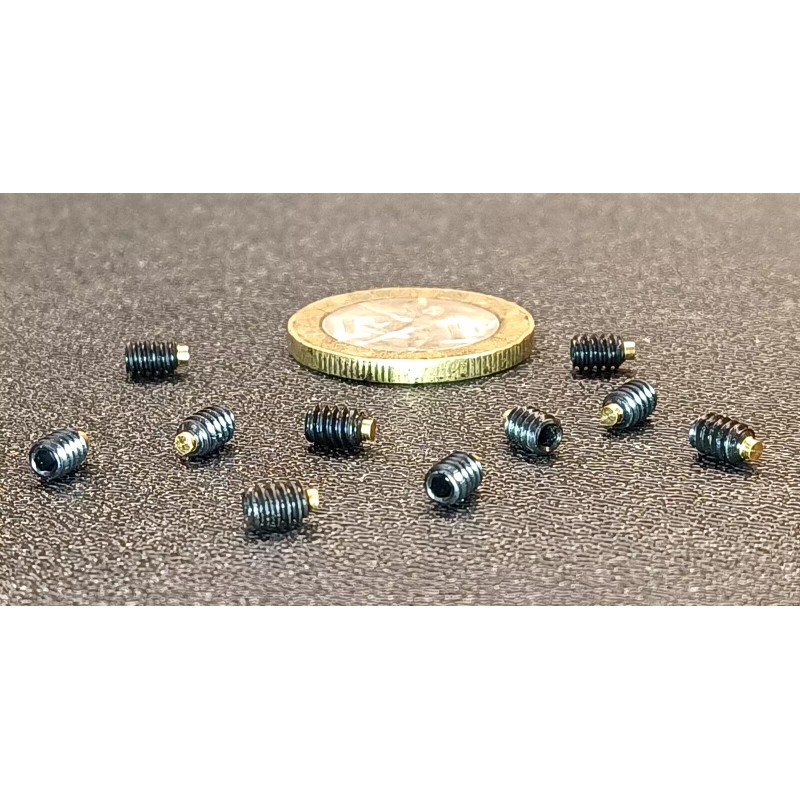 Kmac Alloy Steel Set Screws, Brass Tip, 6-32 x 3/16"