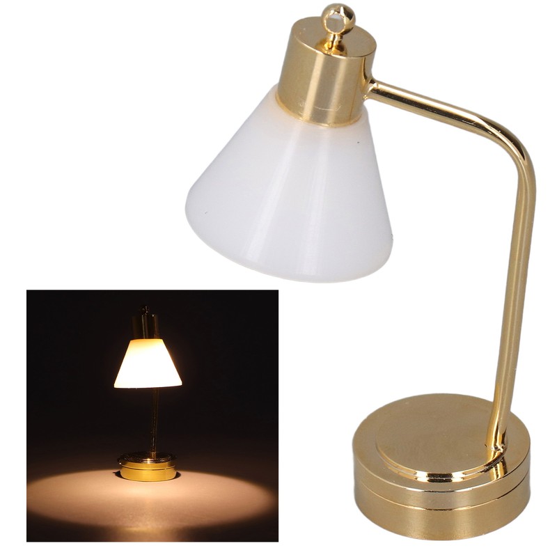 1:12 Scale Dollhouse Table Lamp LED Micro Metal Dollhouse Miniature