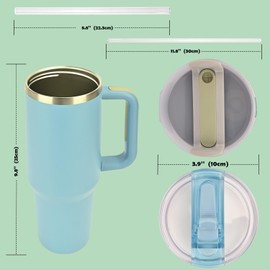 Chthen 40 oz Tumbler with Handle And Straw, Quencher ProTour Flip Straw Tumbler 100% Leak-Proof, Tumbler with Lid And Straw, 1 Tumbler 2 Lids Multi-Purpose (Light gray)