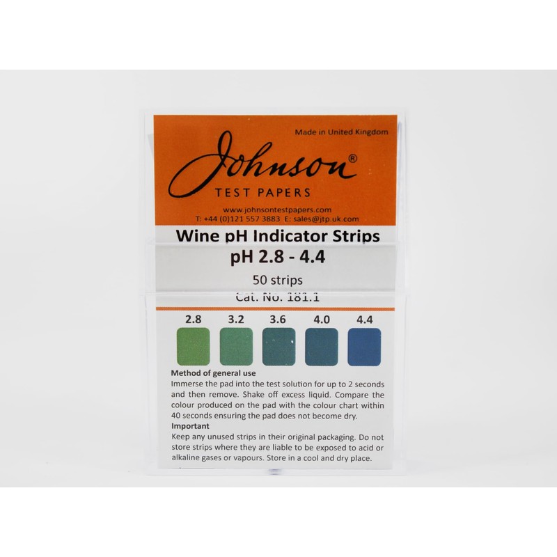 Johnson Test Papers Wine pH Indicator Strips (pH 2.8-4.4) from