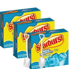 Candy Freezer Gelatin Mix, 3.94 oz Box (Pack of 3) – Makes 6 Servings Each – Includes Candy Freezer Mini Metal Shovel Spoons (Blue Raspberry) - Metal Spoons