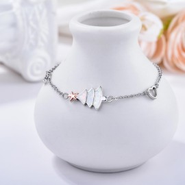 Christmas Tree Bracelet for Women 925 Sterling Silver Christmas Tree Opal Bracelet Adjustable Bracelet Christmas Jewelry Gift for Women
