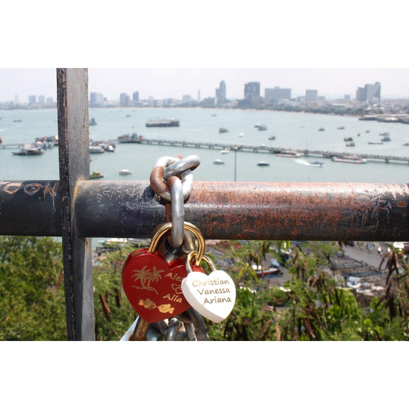 Family Lock Love Lock Heart Large + Small in Red,