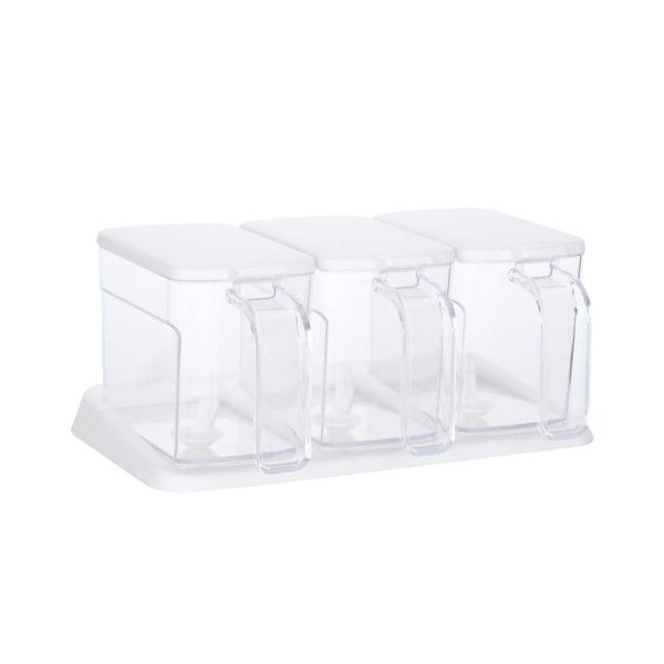 Gsycle 3 Grids Seasoning Containers, Spice Containers Clear Seasoning Box