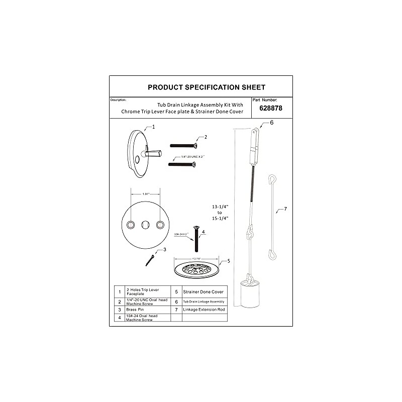 Tub Drain Linkage Assembly with Trip Lever and Strainer Done