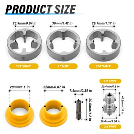 MEANLIN PVC Thread Maker Tool Set for Electric Drill, NPT Die Set, Pipe Threader Plumbing Tool with 3 Dies, 1/2", 3/4", 1", for Cutting & Pipe Threader