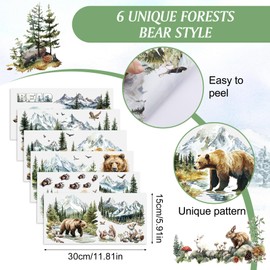 HICOHAND Rub on Transfers for Crafts, 6 Sheets Waterproof Rub on Transfer Stickers Rub on Transfer Decals for Furniture Crafts Forest Bear for DIY Home Decor
