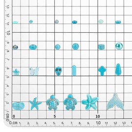 PH PandaHall 1071 Pieces Turquoise Beads 24 Styles Starfish Turtle Gemstone Beads Blue Glass Beads Heishi Beads Summer Beach Beads Charms for Necklace Earrings Bracelets Anklets