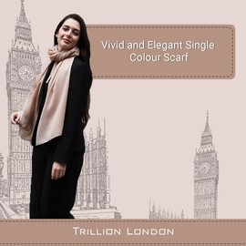 Trillion London® Spring Collection | Pure Beige Plain Silk Scarves | Neck Scarf For Women's | Ladies Lightweight Scarves | Suitable for Daily Life & Gifting | Shawl Wraps |Size - 185 cm * 85 cm