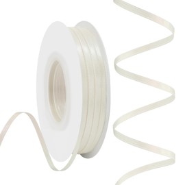 Rilisili Ivory Satin Ribbon 1/8 Inch 50 Yards Double Faced Polyester Satin Ribbons for Gift Wrapping DIY Crafts Weddings Invitations Flower Bouquet Bow Making Home Decor Sewing