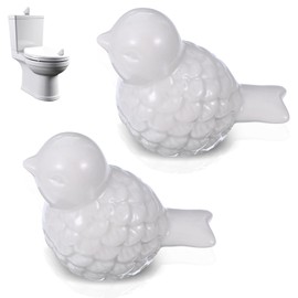 Heclia 2PCS Ceramic Toilet Bolt Covers, Cute Bird Decorative Screw Caps for Bathroom, Easy Installation Replacement Kit, White, 2.33 X 1.55 X 1.97 Inches