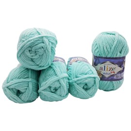 5 x 100 g Ilkadim Export Velluto Knitting Wool, Baby Wool, 500 g Knitting Yarn Super Soft Bulky (Mint 19)