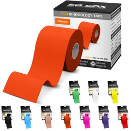SB SOX Pro Synthetic Kinesiology Tape (Precut & Uncut Options) – Longer Lasting Performance Fabric Option to Our Original Cotton Kinesiology Tape - Also Latex Free, Water Resistant! (Orange - Uncut)