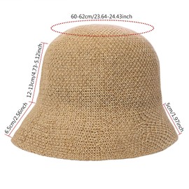 MILAKOO Crochet Bucket Hat Knit Braided Floppy Soild Colour Cap for Women Foldable Sun Bowler Hat, C2:Brown