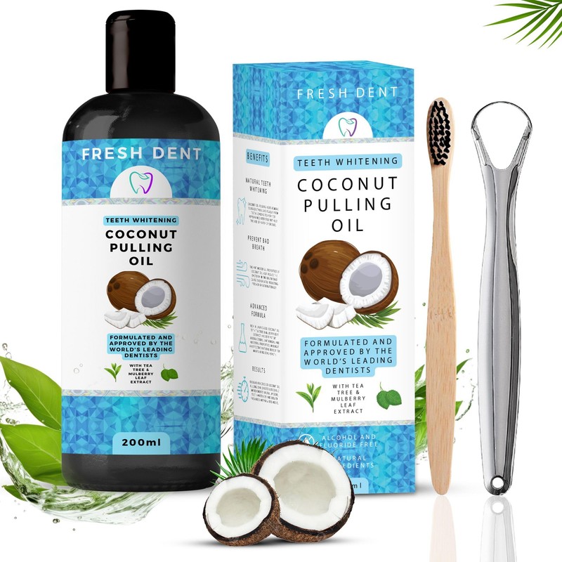 Fresh Dent Coconut Pulling Oil 200ml | Natural Teeth Whitening