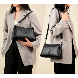 CC-MAX CC2411 Women's Shoulder Bag, Handbag, Horizontal, Cross-body, Simple, Stylish, Lightweight, PU Leather, Black