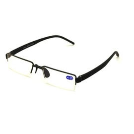 Lightweight Half Rim Computer Reading Glasses - Anti-Blue AR Coating - Reduce fatigue, strain, & dry eye from digital gear. (Black, 2.50)