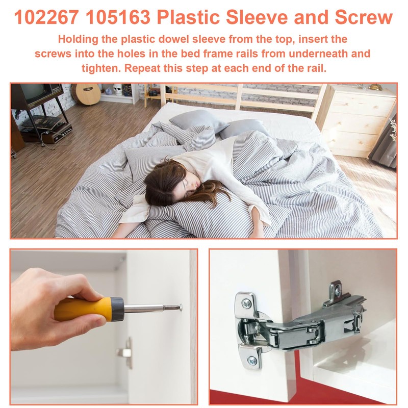 102267 105163 Plastic Sleeve and Screw Compatible with IKEA Furniture
