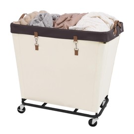 StorageWorks 320L Laundry Basket with Wheels, Extra Large Rolling Hampers for Clothing Organizer, Dirty Clothes Basket for Hotel, Home, Closet, Dorm, Beige