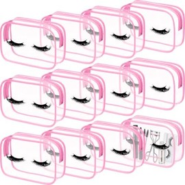 Cosmetic Bag Organizer Travel, Compact Lightweight Accessory for Travel and Daily Use - Sunnymove 12 Eyelash Clear Makeup