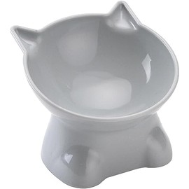 WADY Cuenco Elevado para Gatos Placa para Gatos con Inclinación de 15 Grados Antivómito Amigable con Los Bigotes Plato de Gato Elevado Poco Profundo de 5.31 Pulgadas Estación de Alimentación (Gris)