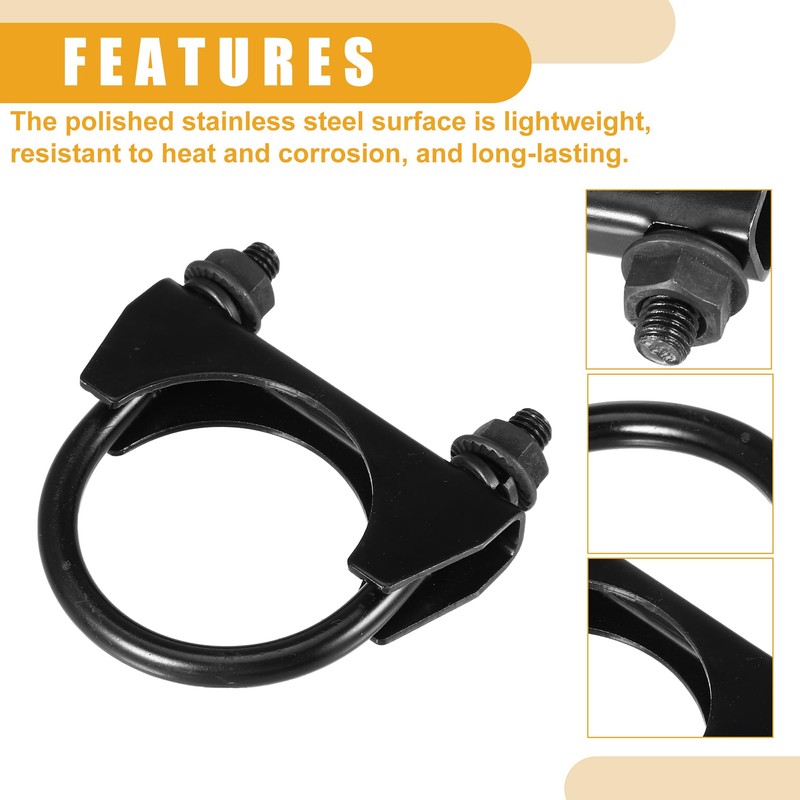 Partuto 1 x 2.01 inch universal car U-bolt exhaust clamp,