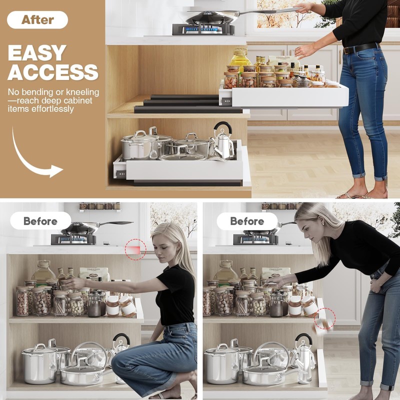 Seinloes 2 Pack Pull Out Cabinet Organizer With Raising Pad