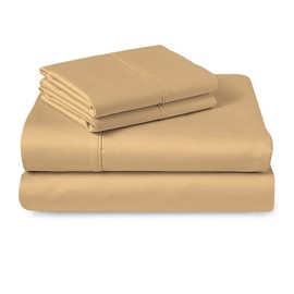 SRP Linen Pure 1000 Thread Count | 100% Egyptian Cotton Sheet Set | Olympic Queen(66" X 80") Taupe Sateen Weave Set 10"-16"(inch) Deep Pockets with Elastic Bounded 4 Piece Set