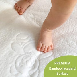 Premium Cot Mattress Protector 60 x 120 cm Noiseless Waterproof Pad Cover Fitted Sheet Natural Bamboo Silent Topper for Infant and Toddler Cot Baby Bed