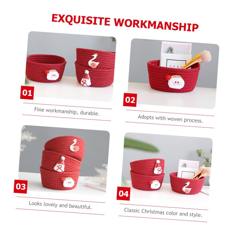 Alipis 2pcs Holiday Organizers Christmas Storage Baskets Woven Rope Baskets